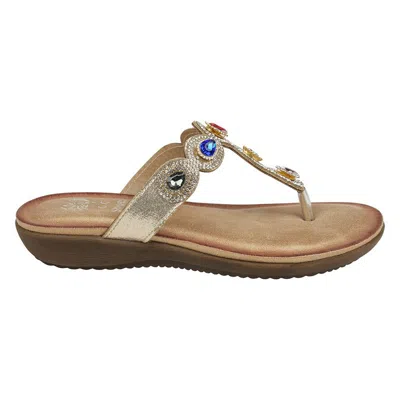 Gc Shoes Women's Zara Jeweled T Strap Thong Flat Sandals In Gold