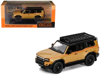 Gcd 2024 Toyota Land Cruiser Prado Gold Metallic With Red Stripes And Roof Rack 1/64 Diecast Model Car B