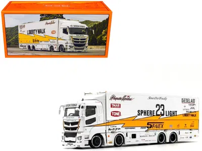 Gcd Mitsubishi Fuso Super Great Transporter Rhd (right Hand Drive) #23 "liberty Walk Lb-trucks" White Wi In Multi