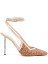 Gcds 100mm  Cube Monogram-raffia Pumps In Brown