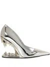 Gcds 110mm Morso Mirror Pointed-toe Pumps In Silver