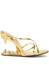 Gcds Woman Thong Sandal Acid Green Size 7 Textile Fibers In Gold