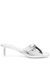 Gcds 60mm Mirrored Leather Mules In Silver