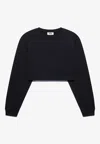 Gcds Lounge Logo Crop Crewneck In Nero