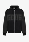Gcds Cotton Hoodie With Adjustable Drawstring Hood In Nero