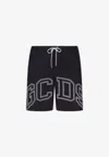 Gcds Logo-print Drawstring Shorts In Nero