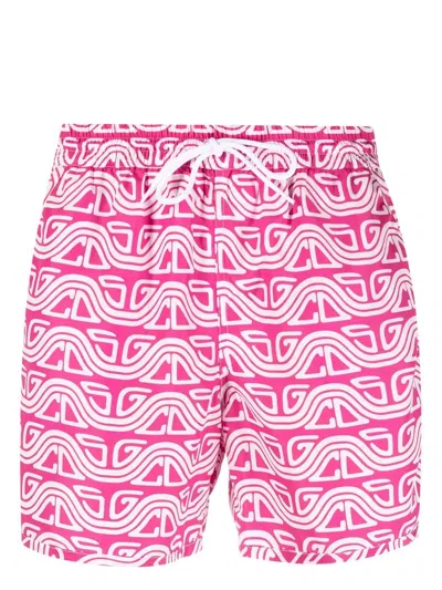 Gcds Abstract-print Swim Shorts In Pink
