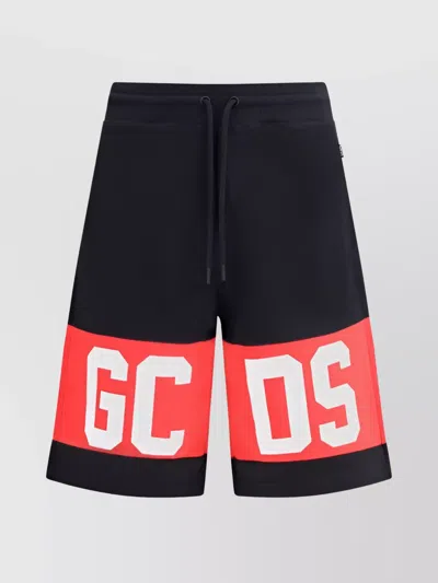 GCDS ADJUSTABLE WAISTBAND COTTON TRACKSUIT SHORTS