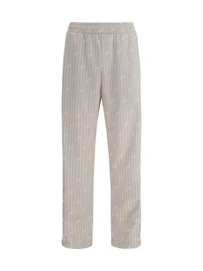 Gcds All-over Logo Pinstripe Track Pants In Gray