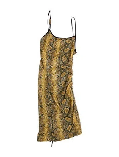 Pre-owned Gcds Animal Print Knee-length Dress W/ Tags In Yellow