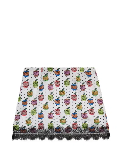 Gcds Apple-print Mini Skirt In White