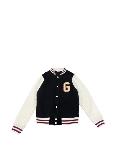 Gcds Kids' Appliqué-detail Striped-trim Jacket In Black