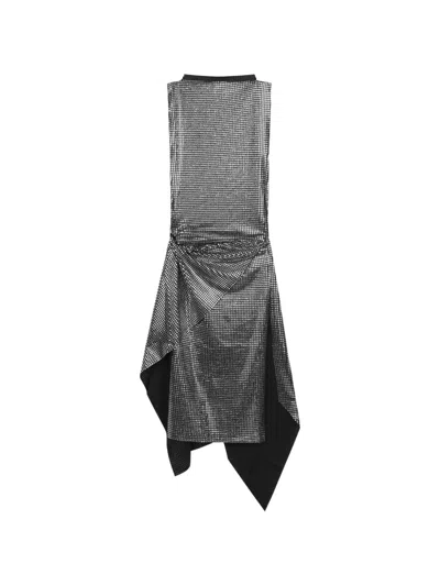 Gcds Asymmetric Draped Midi Dress In Gray