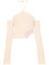 Gcds Comma Asymmetric Ribbed Top In Multicolor