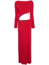 Gcds Asymmetric Ribbed Maxi Dress In Red