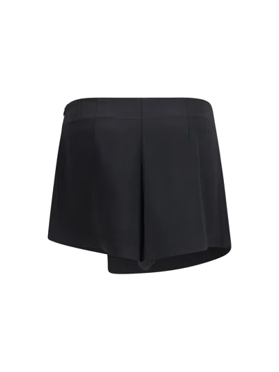 Gcds Asymmetric Satin Skirt-shorts In Blue