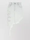 Gcds Cut-off Embroidered-logo Denim Skirt