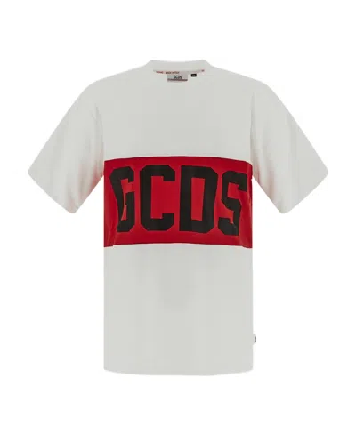 Gcds Band-logo Cotton T-shirt In White