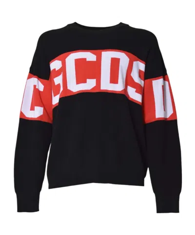 Gcds Band-logo Drop Shoulder Sweatshirt In Black