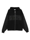 Gcds Cotton Hoodie With Adjustable Drawstring Hood In Black