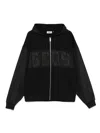 Gcds Cotton Hoodie With Adjustable Drawstring Hood In Schwarz