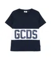 Gcds Dark Blue Cotton Band Logo T-shirt In Black