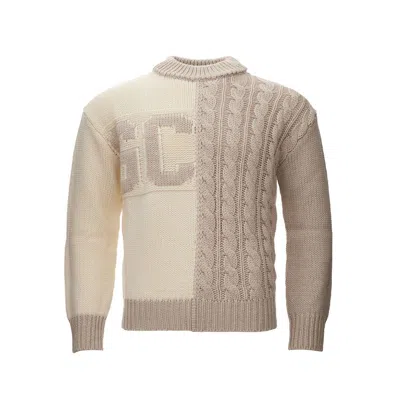 Gcds Beige Wool Cozy Statement Sweater In Neutral