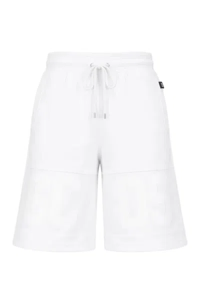 Gcds Bermuda Band Logo Tonal Sweatshorts In White