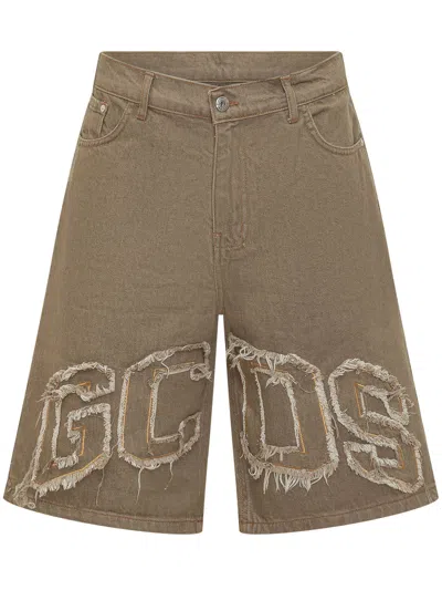 Gcds Bermuda Shorts With Logo Detail In Neutral
