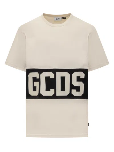 Gcds Bicolor Logo T-shirt - Fall/winter 2025 Edition In Neutral