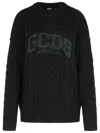 Gcds Cable Knit Crew Neck Sweater In Black
