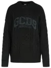 Gcds Cable Knit Crew Neck Sweater In Black