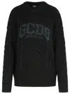 Gcds Cable Knit Crew Neck Sweater In Black