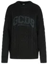 Gcds Cable Knit Crew Neck Sweater In Black