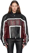 Gcds Black & Red Racing Leather Jacket In 09 Mix
