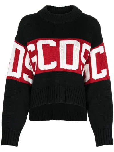 Gcds Black Black Logo Band Boxy Jumper