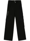 Gcds Logo Patch Wide-leg Cargo Pants In Black