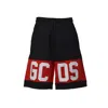Gcds Black Cotton Band Logo Bermuda Shorts
