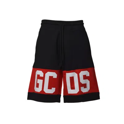 Gcds Black Cotton Band Logo Bermuda Shorts
