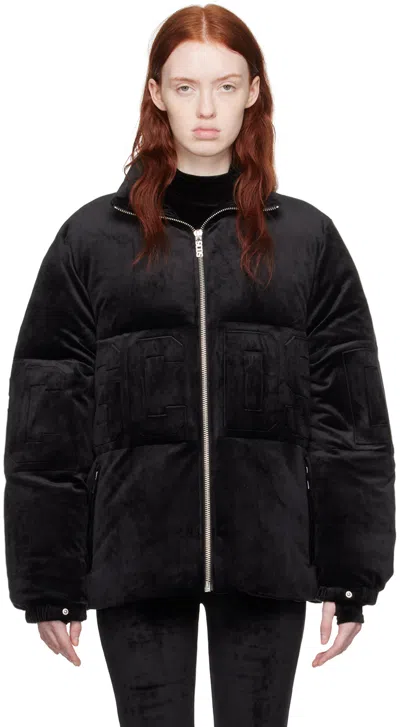 Gcds Black Embossed Down Jacket In 02 Black