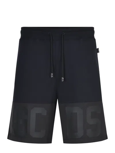 Gcds Black  Bermuda Shorts In Blue