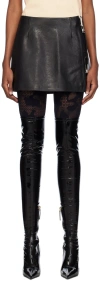 Gcds Black Hoop Leather Miniskirt In 99 Nero
