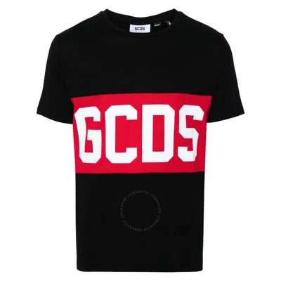 GCDS GCDS BLACK LOGO BAND COTTON T-SHIRT