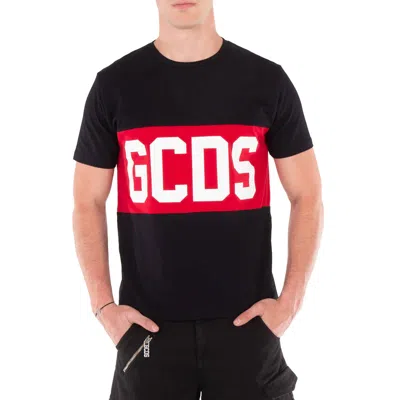GCDS BLACK LOGO BAND COTTON T-SHIRT