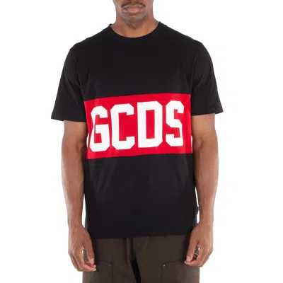 GCDS BLACK LOGO BAND COTTON T-SHIRT