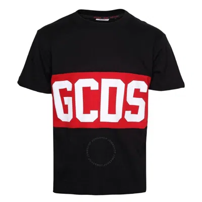 GCDS GCDS BLACK LOGO BAND COTTON T-SHIRT