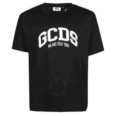 GCDS GCDS BLACK LOGO LOUNGE COTTON T-SHIRT