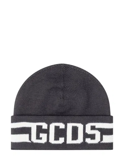 Gcds Black Logo Textured Beanies Hat