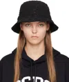 Gcds Embossed-monogram Drawstring Bucket Hat In 02 Black