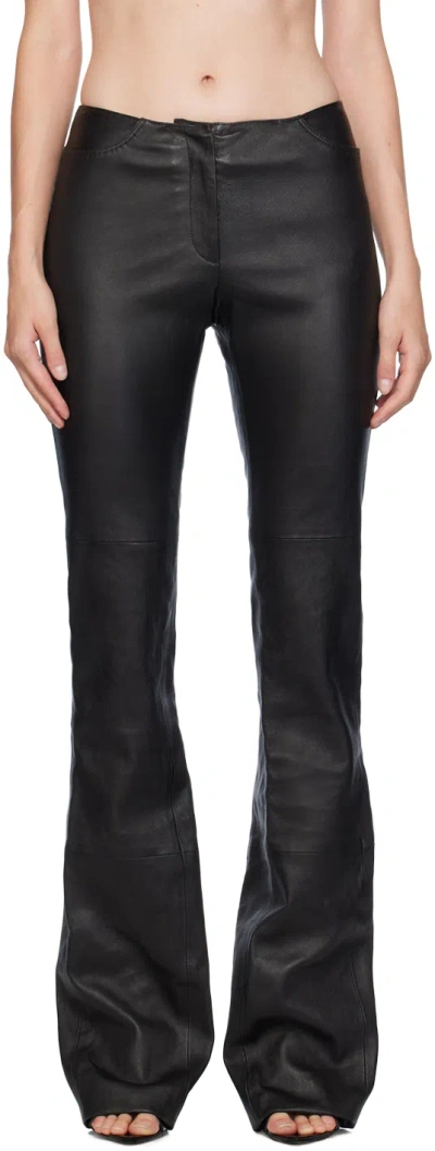 Gcds Black Multi Zip Skinny Leather Pants In 99 Black